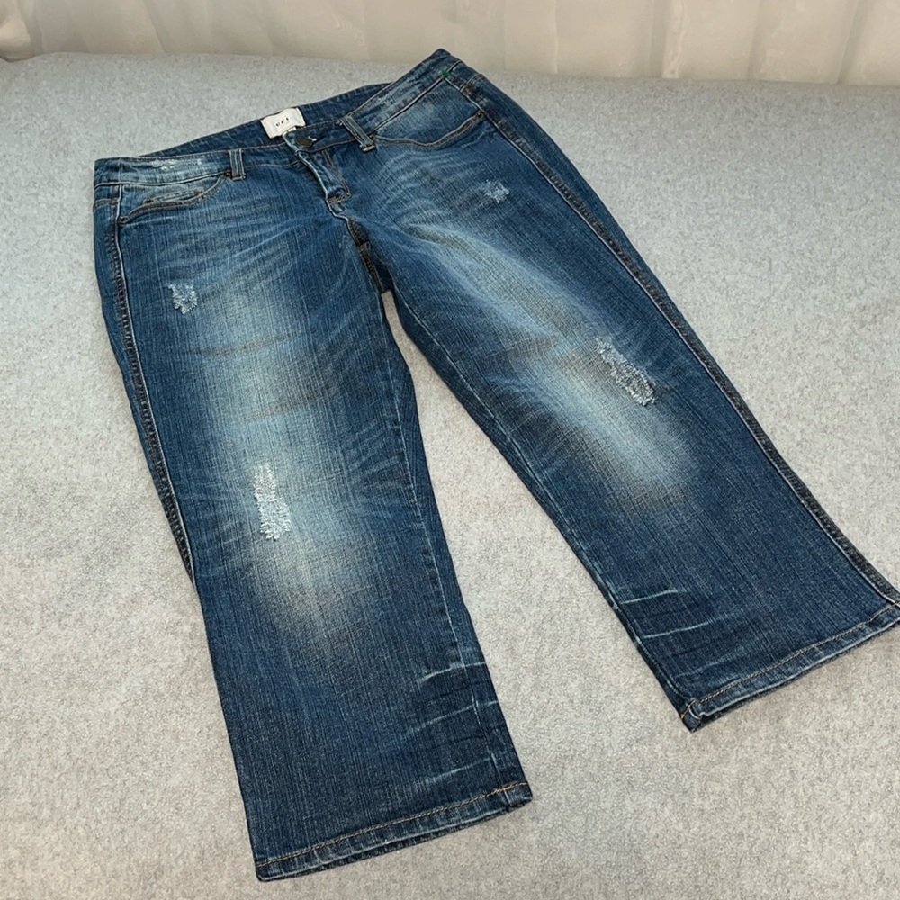 Womens ECI New York Crop Jeans Size 8 Coastal Distressed